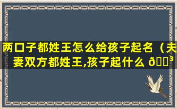 两口子都姓王怎么给孩子起名（夫妻双方都姓王,孩子起什么 🌳 名好）